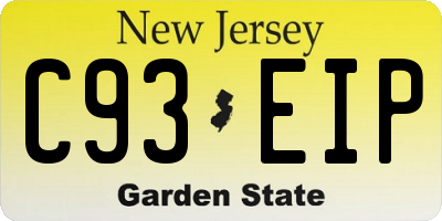 NJ license plate C93EIP