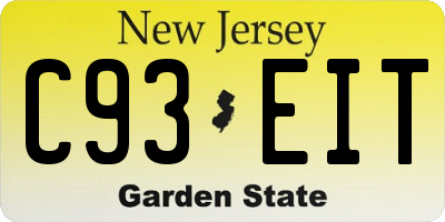 NJ license plate C93EIT