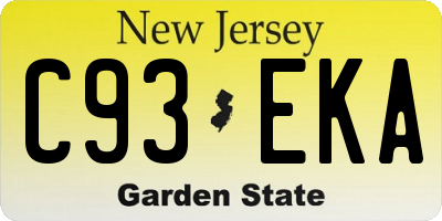 NJ license plate C93EKA