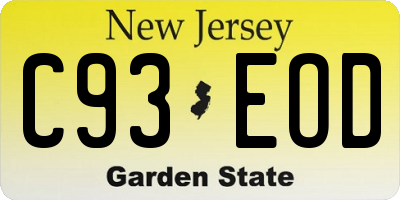 NJ license plate C93EOD