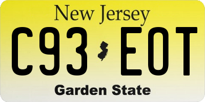 NJ license plate C93EOT