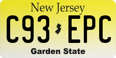 NJ license plate C93EPC