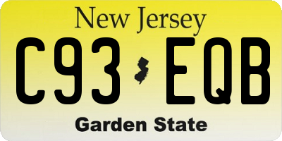 NJ license plate C93EQB