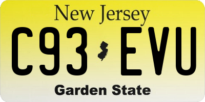 NJ license plate C93EVU