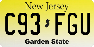 NJ license plate C93FGU