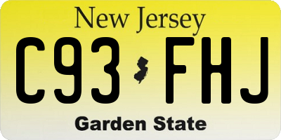 NJ license plate C93FHJ