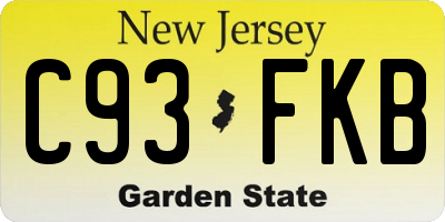 NJ license plate C93FKB