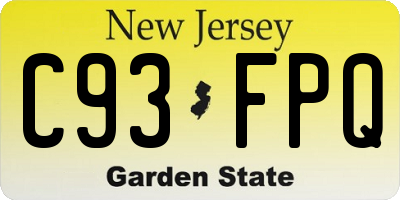 NJ license plate C93FPQ