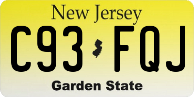 NJ license plate C93FQJ