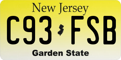NJ license plate C93FSB