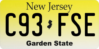 NJ license plate C93FSE