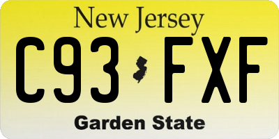 NJ license plate C93FXF