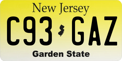 NJ license plate C93GAZ