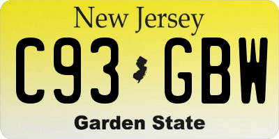 NJ license plate C93GBW