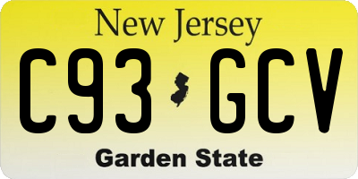 NJ license plate C93GCV