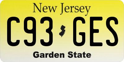 NJ license plate C93GES