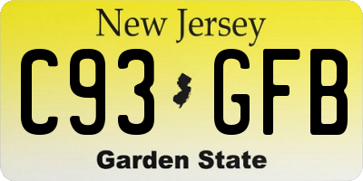 NJ license plate C93GFB