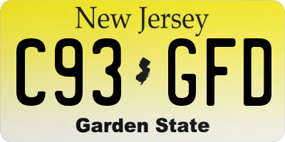 NJ license plate C93GFD