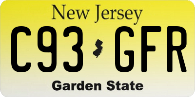 NJ license plate C93GFR