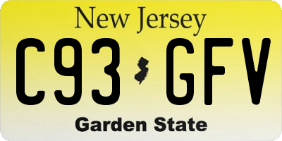 NJ license plate C93GFV