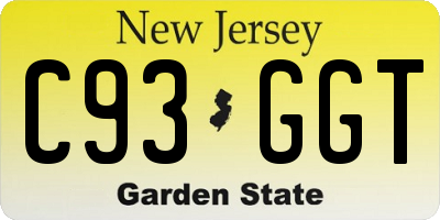 NJ license plate C93GGT