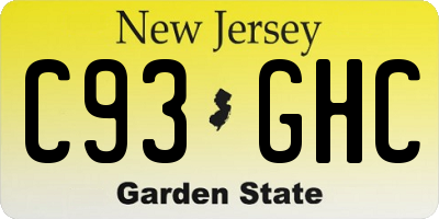 NJ license plate C93GHC