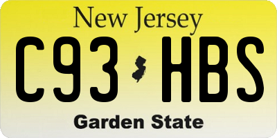 NJ license plate C93HBS