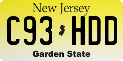 NJ license plate C93HDD
