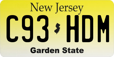 NJ license plate C93HDM