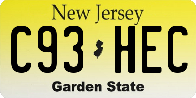 NJ license plate C93HEC