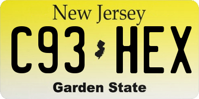 NJ license plate C93HEX