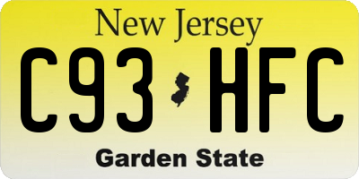 NJ license plate C93HFC