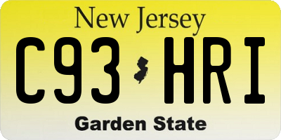 NJ license plate C93HRI