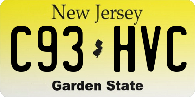 NJ license plate C93HVC