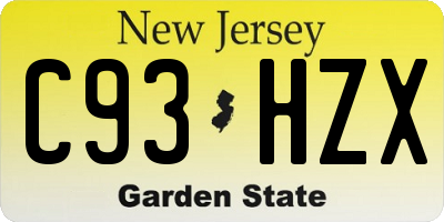 NJ license plate C93HZX