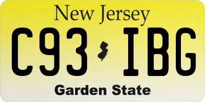 NJ license plate C93IBG
