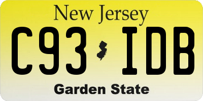 NJ license plate C93IDB