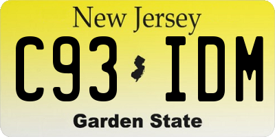 NJ license plate C93IDM