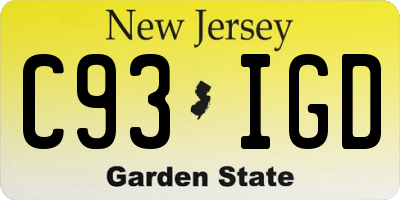 NJ license plate C93IGD