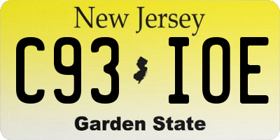 NJ license plate C93IOE
