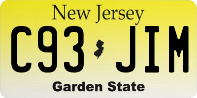NJ license plate C93JIM