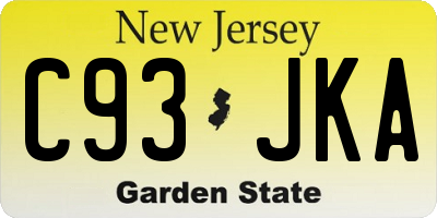 NJ license plate C93JKA