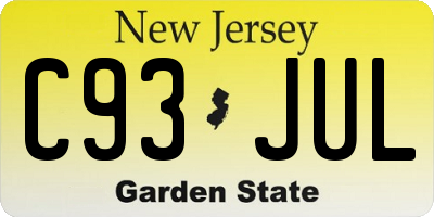 NJ license plate C93JUL