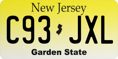 NJ license plate C93JXL