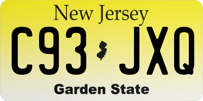NJ license plate C93JXQ