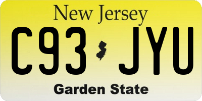 NJ license plate C93JYU