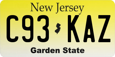 NJ license plate C93KAZ