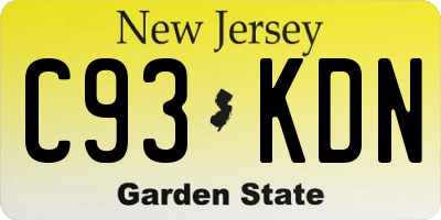 NJ license plate C93KDN