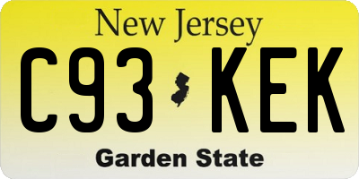 NJ license plate C93KEK