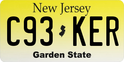 NJ license plate C93KER